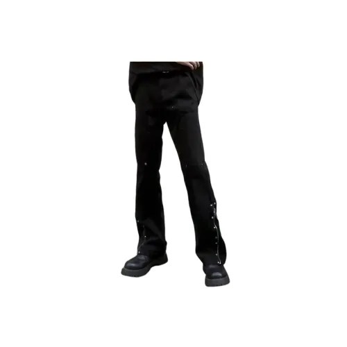 Pure Black Zipper Slair Niche Design Buckle Rivet High Street Retro Pants