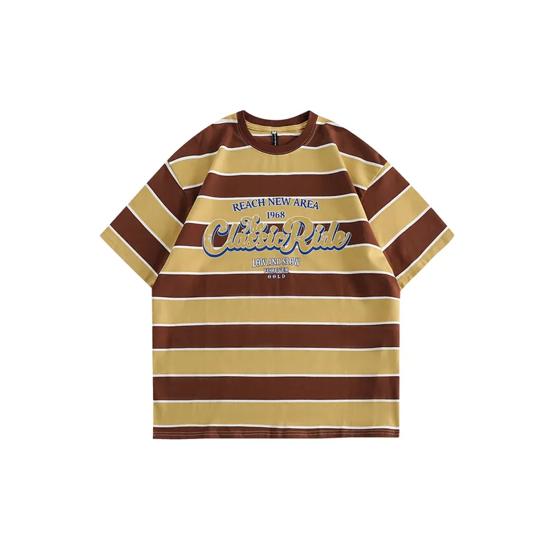 Casual Striped Short Sleeve T Shirt-0