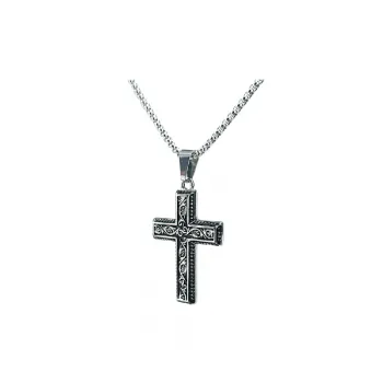Retro Niche Design Cross Hip hop Street Stainless Steel Pearl Chain Necklace