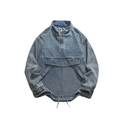 Retro Cityboy Washed Pullover Denim Jacket