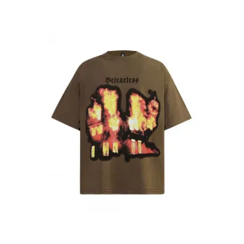 High Street Burning House Pattern Loose Short sleeved T shirt