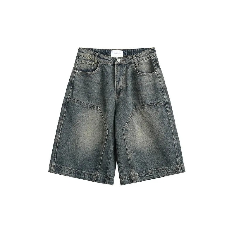 Trendy Washed Denim Shorts-0