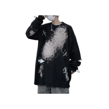 Loose Trendy Tie Dyed Hole Knitted Sweater