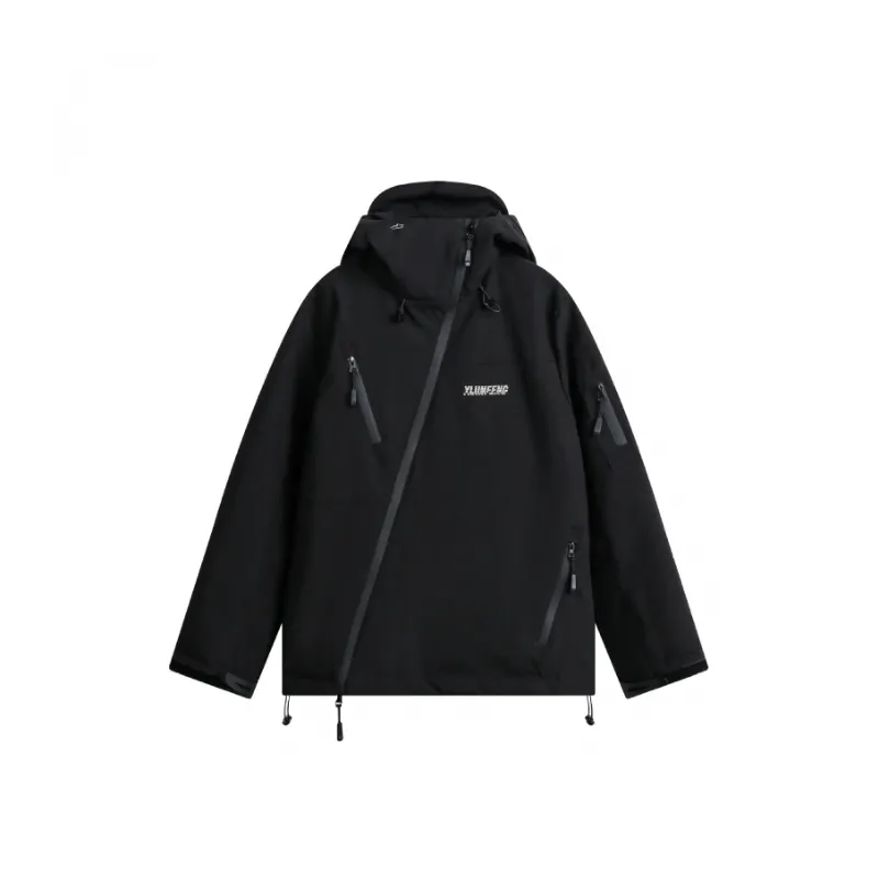 Solid Color Hooded Down Jacket-0