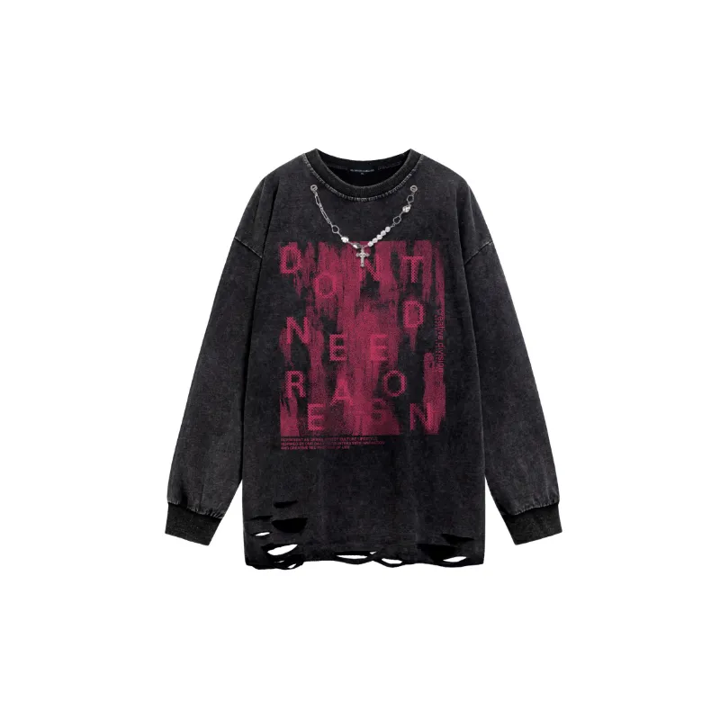 Washed Long Sleeve Straight Leg Sweatshirt-0