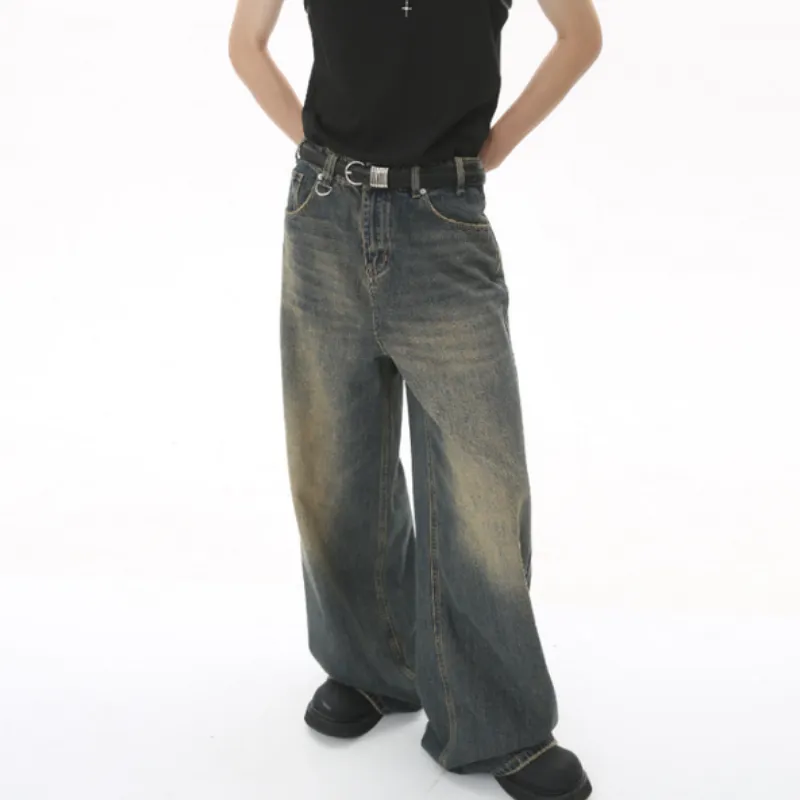 Retro New Style Old Loose Wide Leg Jeans-3