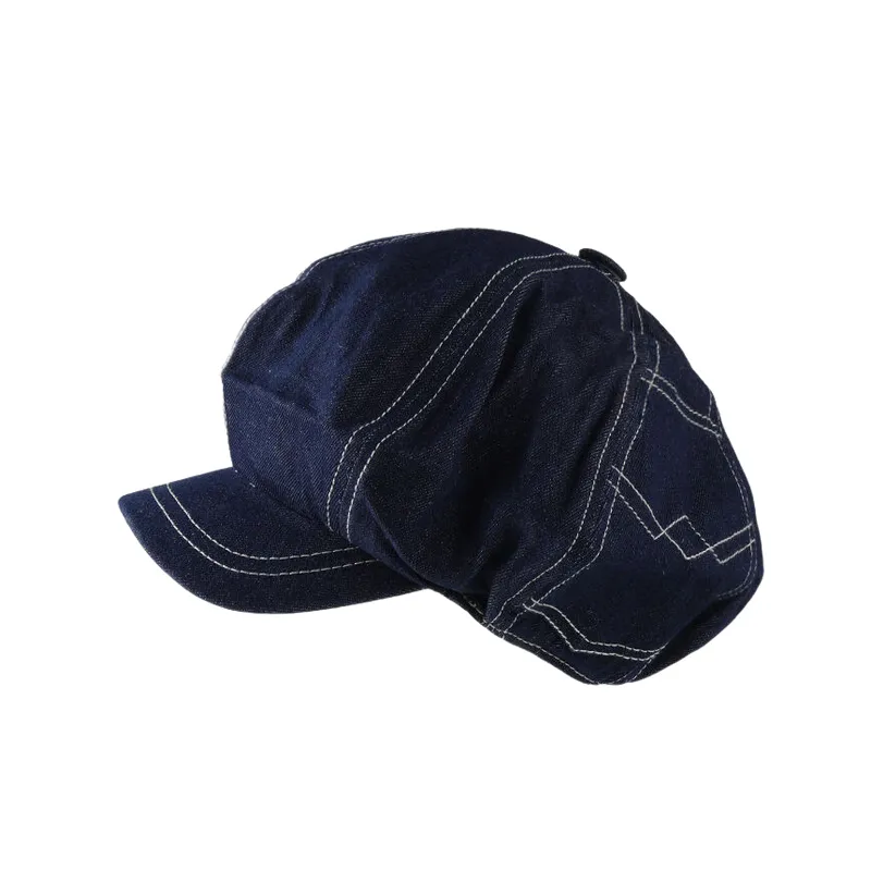 Retro Washed Denim Beret-3