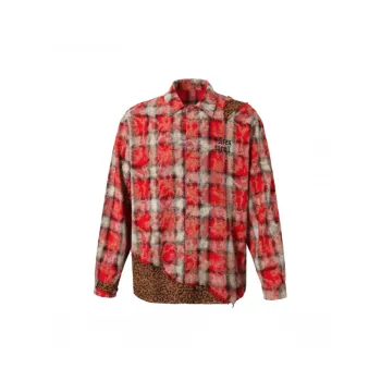 Leopard Print Stitching Long Sleeved Shirt