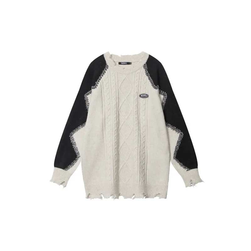 Stitching Lazy Style Retro Sweater-3