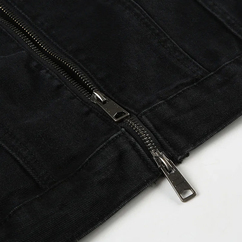 Casual Plain Denim Jacket Unisex-5