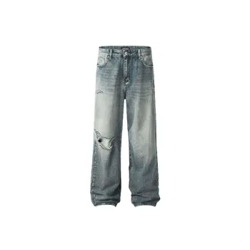 Retro Ripped Wide Leg Jeans