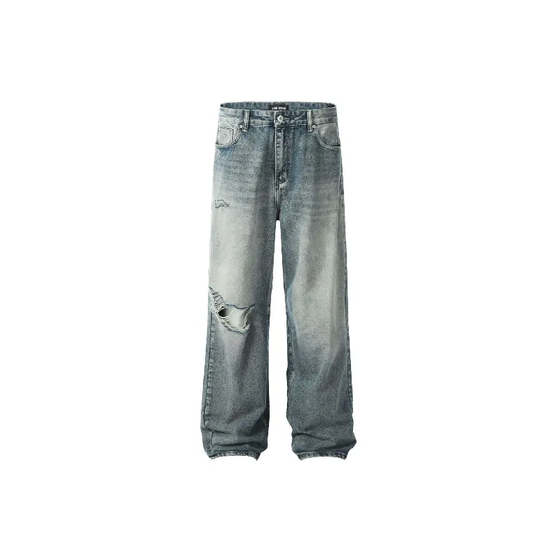 Retro Ripped Wide Leg Jeans-0