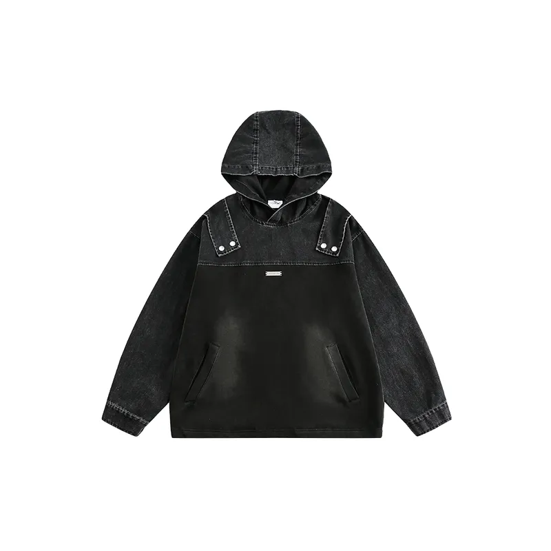New Season Denim Patchwork Hoodie