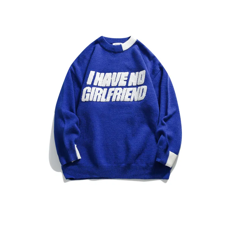 Fake Two piece Letters Jacquard Crewneck Sweater-1