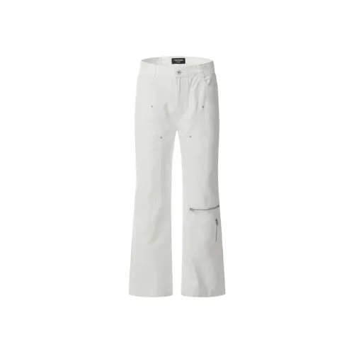 High Street Vibe Rivet Tooling White Casual Pants