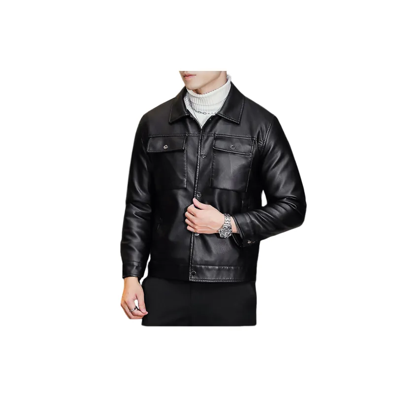 Fashionable Casual Artificial Leather Jacket-2