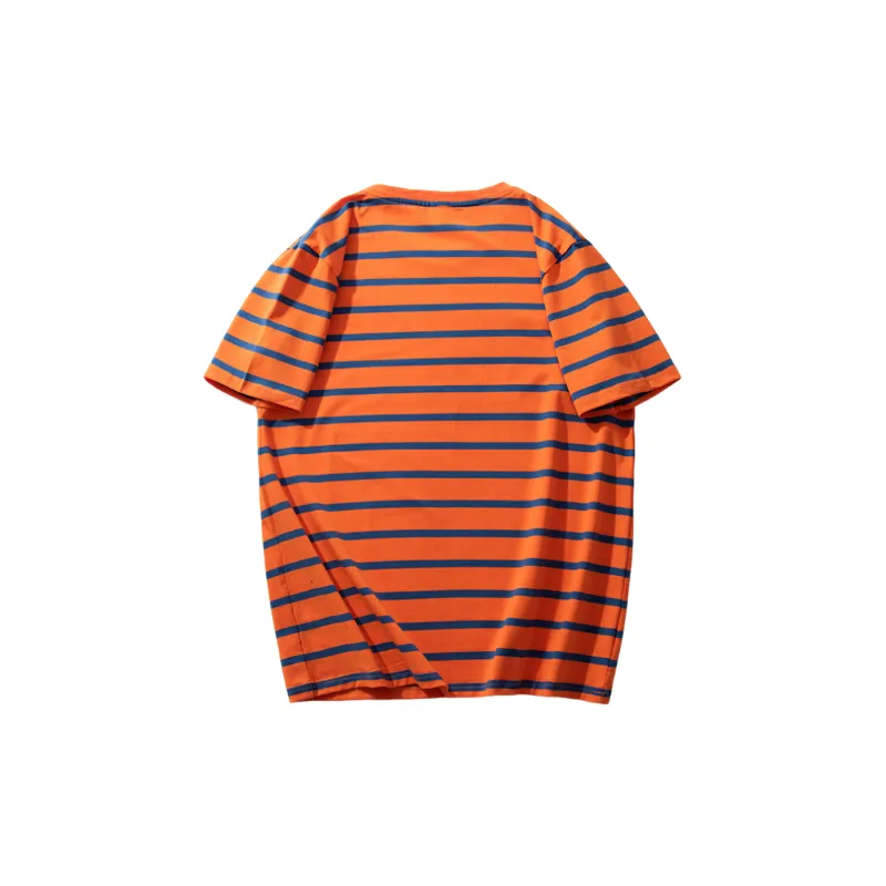 Striped Loose Cotton Blended Fabric T Shirt-3