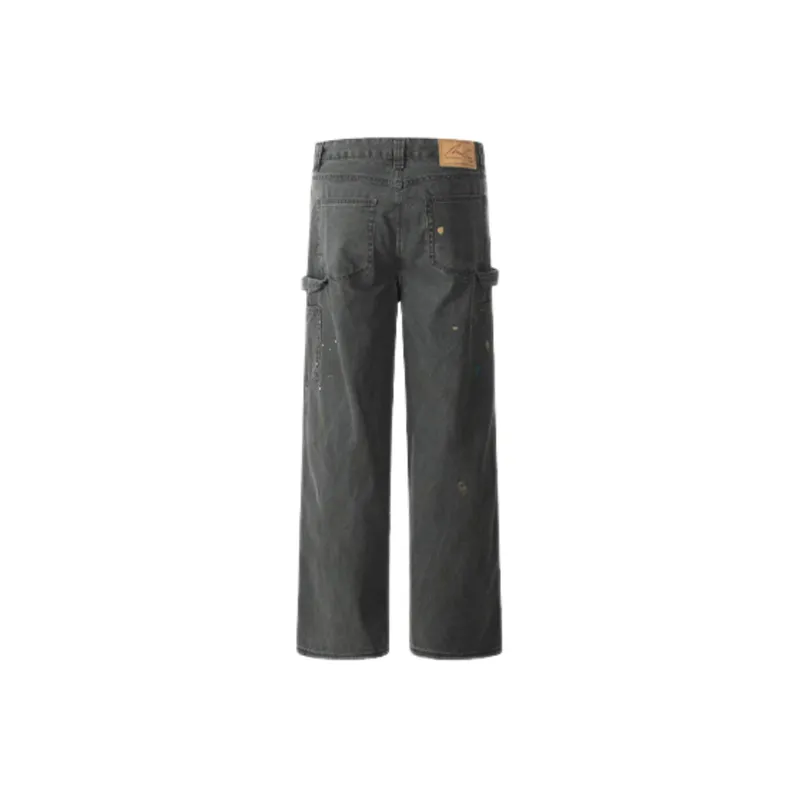 Casual Ink Painting Denim Cargo Pants-1