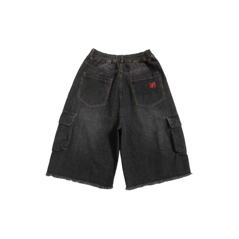 Fashionable Embroidered Denim Shorts-1