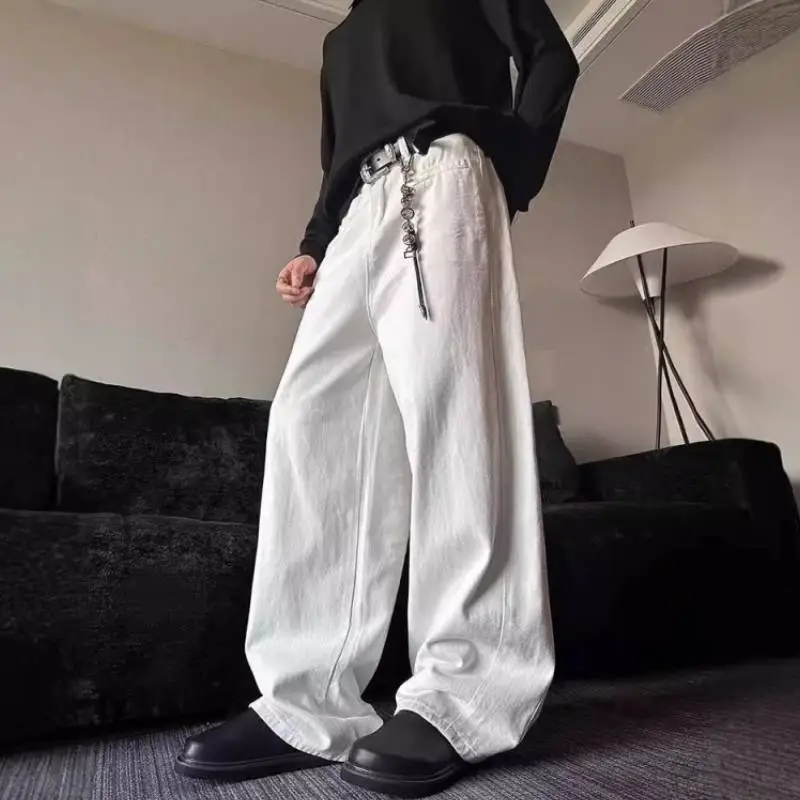 Fashionable Plain Loose Jeans-3