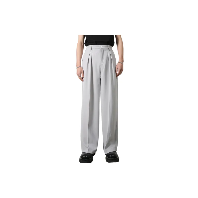 Casual Loose Blended Synthetic Fabrics Suit Trousers-10