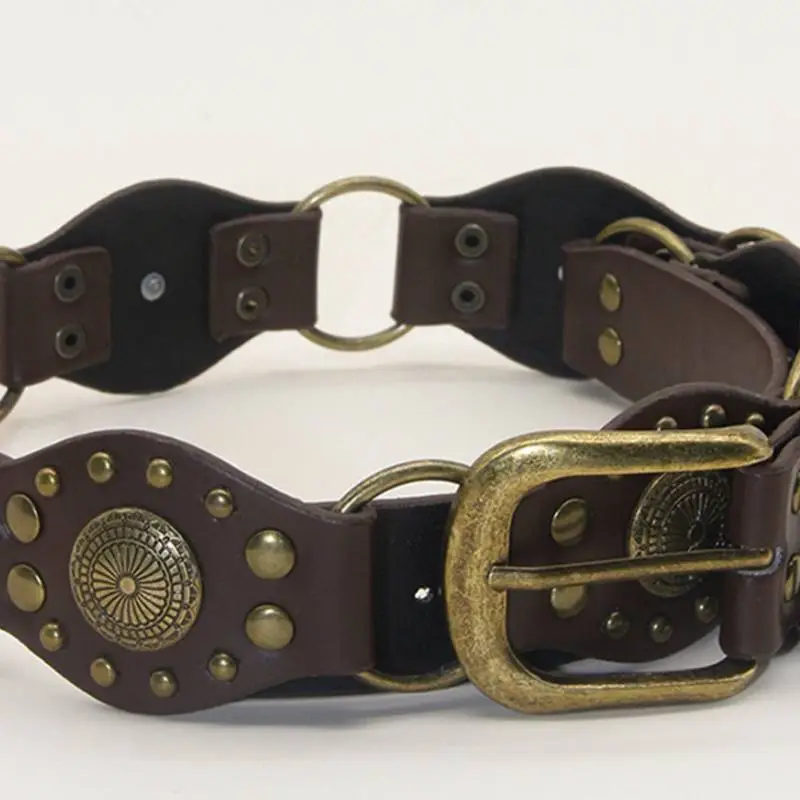 Retro Studded Leather Belt-4