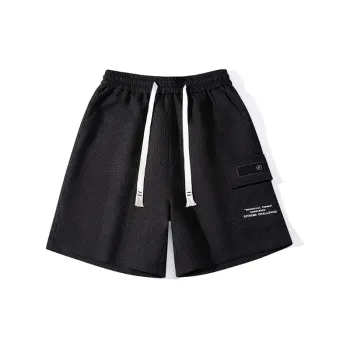 Men's Summer Multi pocket Plus Size Loose Ice Breathable Shorts Letter Casual Straight Youth Trendy Pants