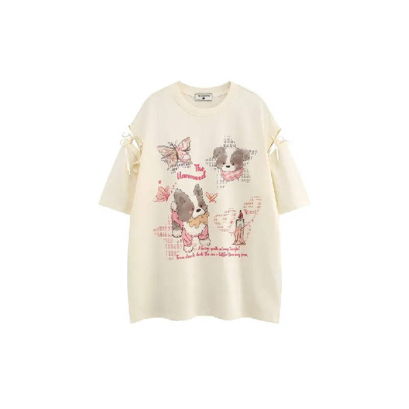 Retro Cute Cotton Blended Fabric T Shirt Unisex-0