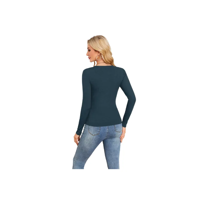 Casual Plain Polyester T Shirt Women-5