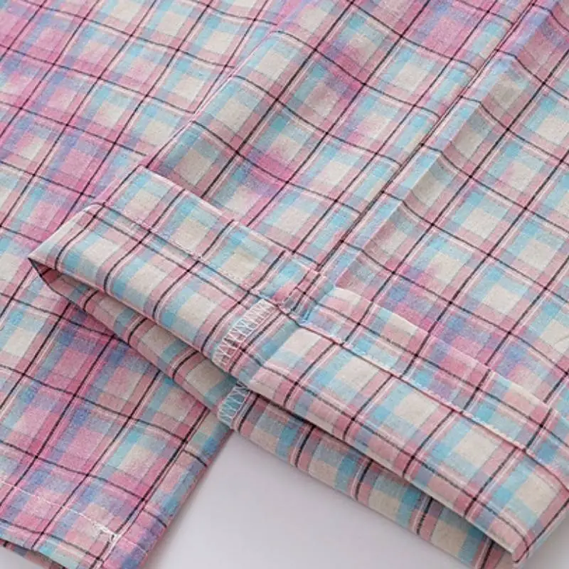 Street Plaid Cotton Casual Pants-3