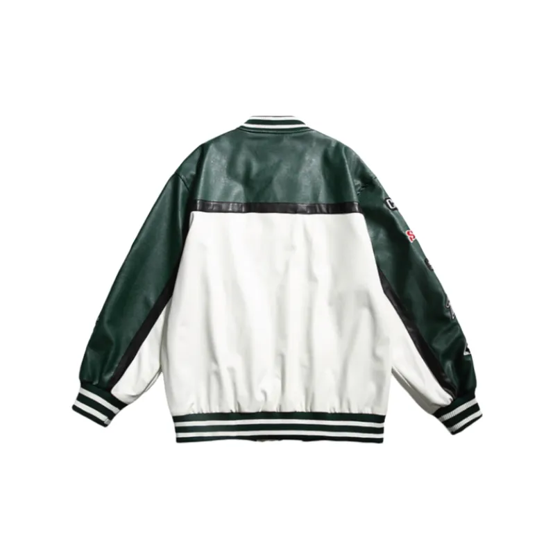 Retro Heavy Embroidered PU Leather Jacket-1