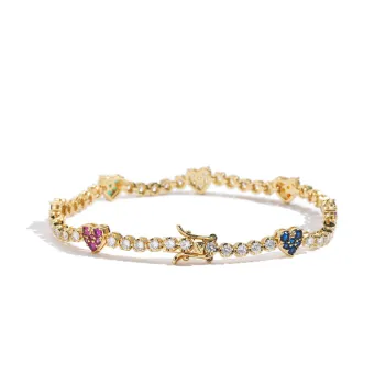 Colorful Heart Shaped Tennis Bracelet