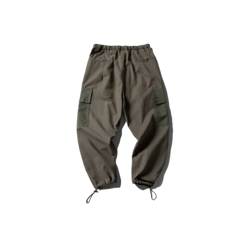 Contrast Color Drawstring Cargo Pants-3