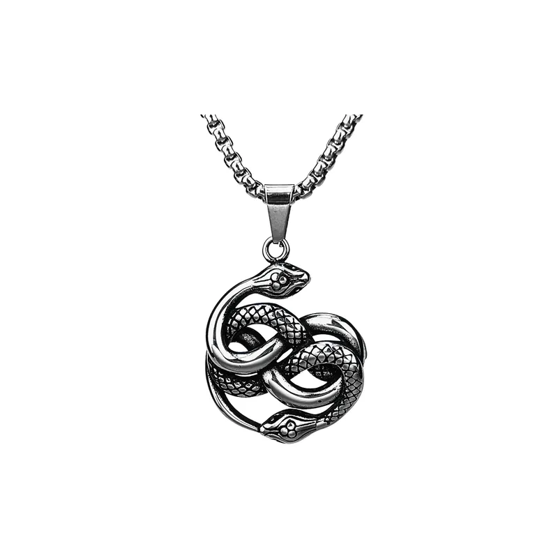 Popular Stainless Steel Pendant Personality Double Snake Necklace