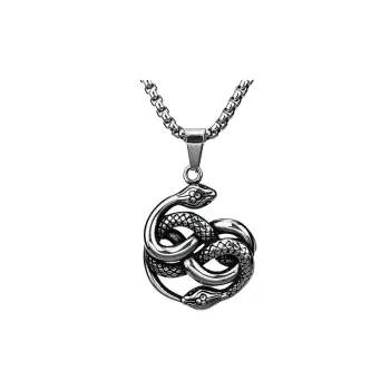 Popular Stainless Steel Pendant Personality Double Snake Necklace