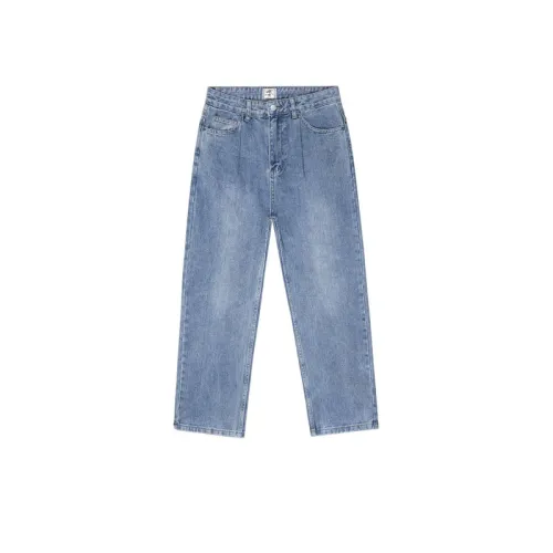 Retro Loose Washed Blue Straight Jeans