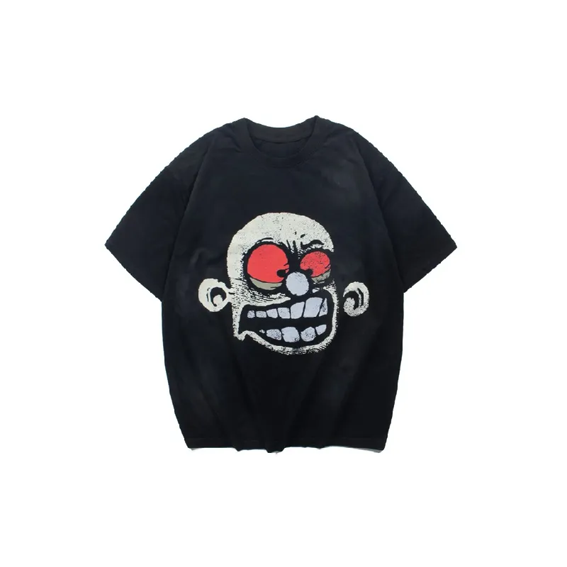 Loose Washed Cotton Blended Fabric T Shirt-0