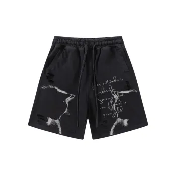 Tide Basic Paragraph Splicing Drawstring Shorts