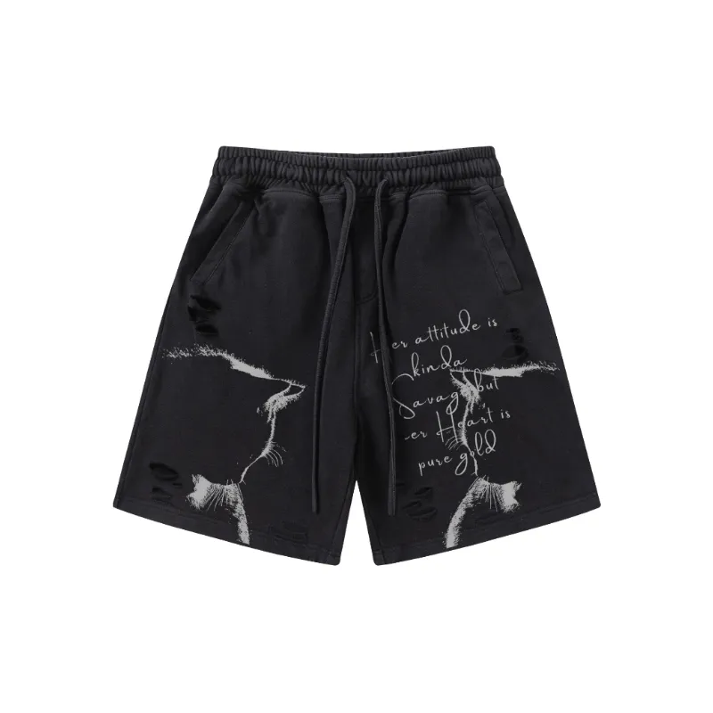 Tide Basic Paragraph Splicing Drawstring Shorts-0