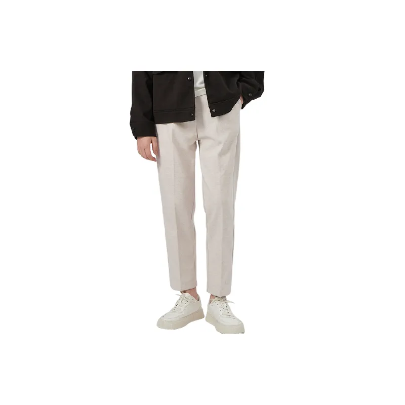 Casual Loose Straight Leg Polyester Blend Fabric Suit Trousers-4