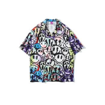 Print Graffiti Smiley Face Shirt