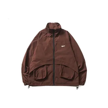 Solid Color Three dimensional Pocket Decorated Collar Retro Outdoor Jacket