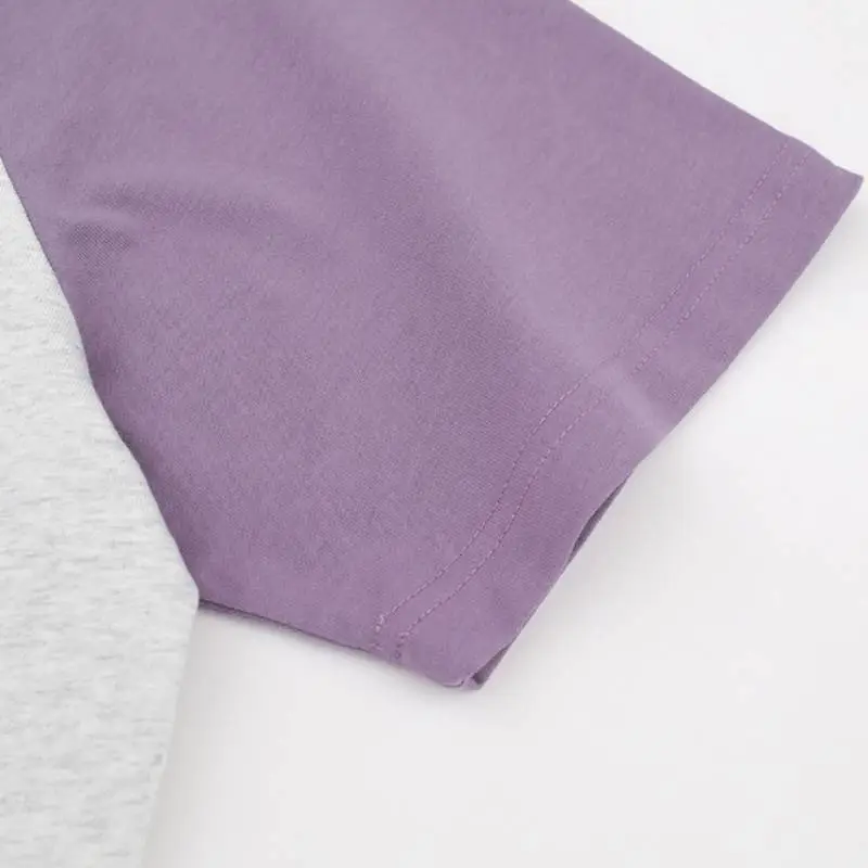 Casual Contrast Color Cotton T Shirt Unisex-3