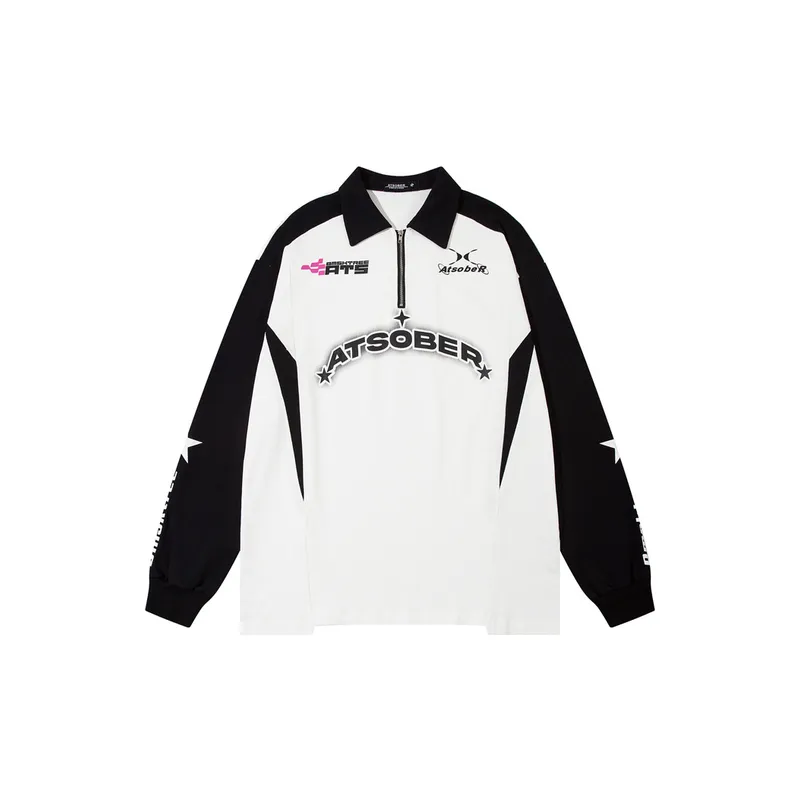 Half Zip Long Sleeve T Shirt-0
