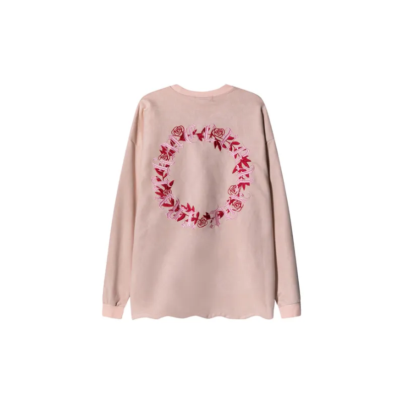 Letter Flower Embroidered Thickened Round Neck Sweat Fashionable Niche BF Style Loose Long sleeved Sweatshirt-1