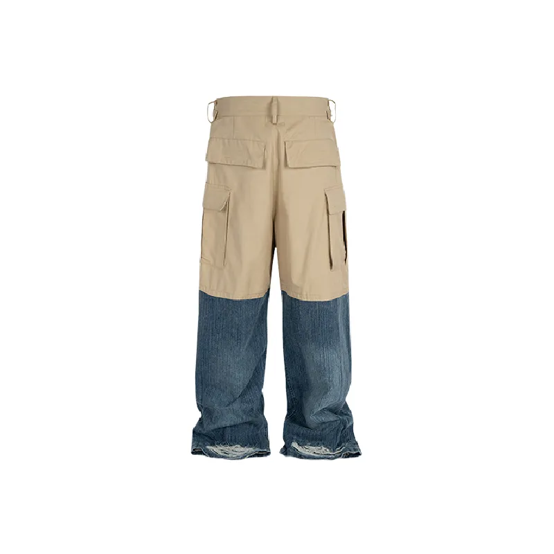 Contrast Color Casual Jeans-1