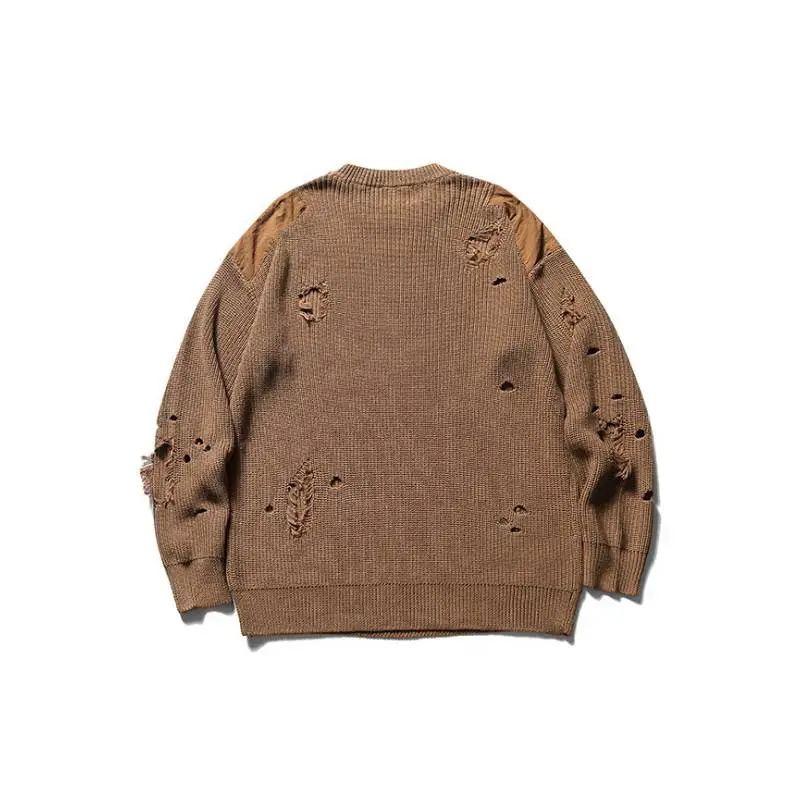 Contrast Color Stitching Loose Sweater-3