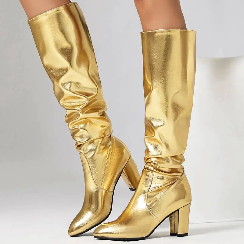 Fashionable Plain Knee High Boots-7