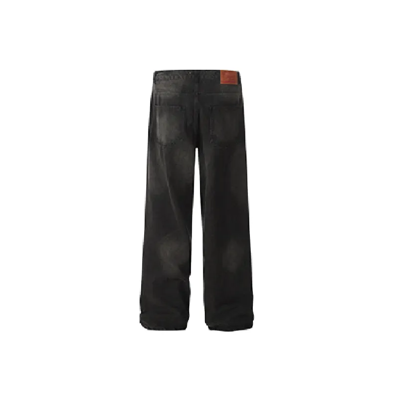 Fashionable Washed Embroidered Casual Pants-1