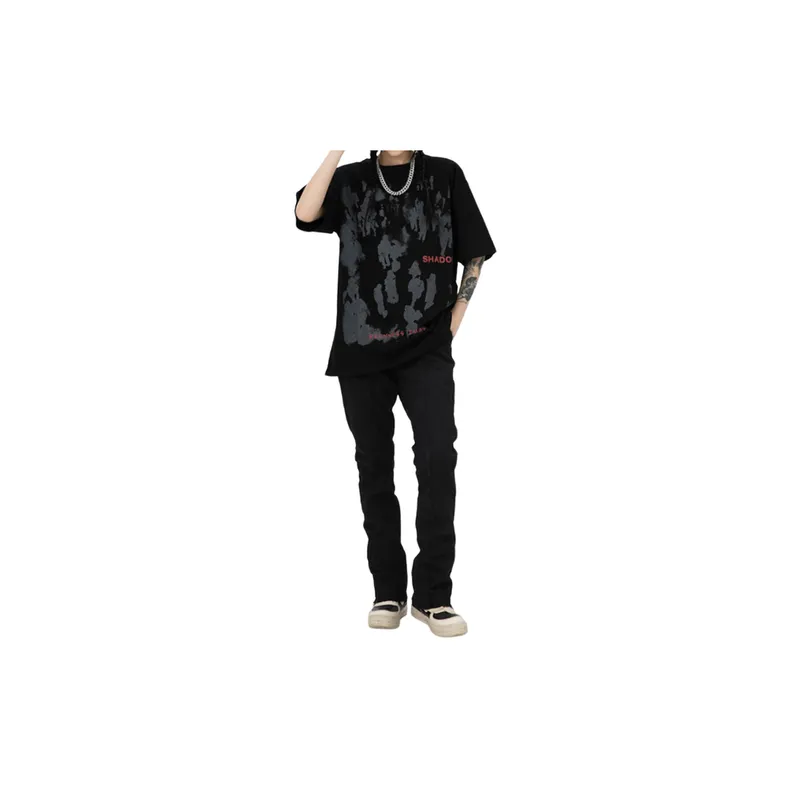 Abstract Figure Theme Oversize Short sleeved T shirt-8